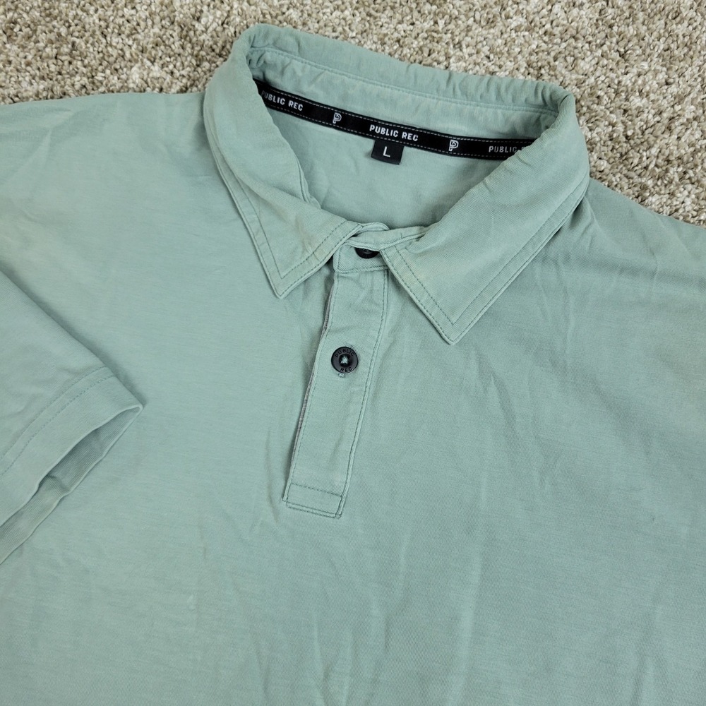 Public Rec Mens Large Solid Gray Performance Stretch Polo Short Sleeve